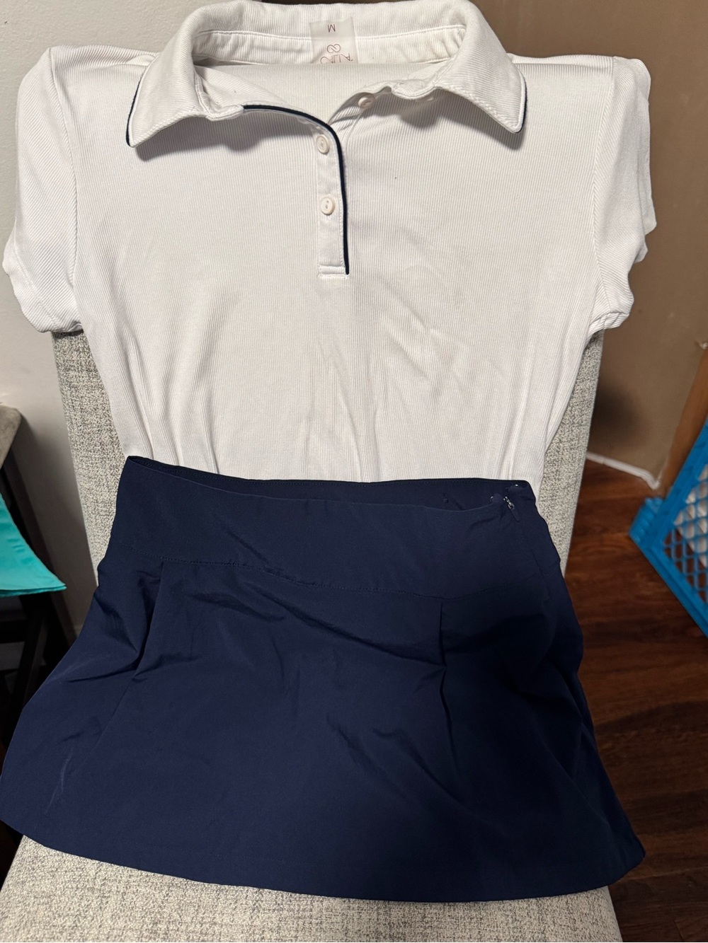 CALIA by Carrie Underwood White Polo with navy skorts